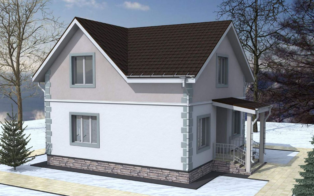 Проект одноэтажного жилого дома с мансардой общей площадью 119,03 м²